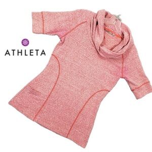 Athleta Coronado cowl neck heathered read short sleeve racing shirt size Medium